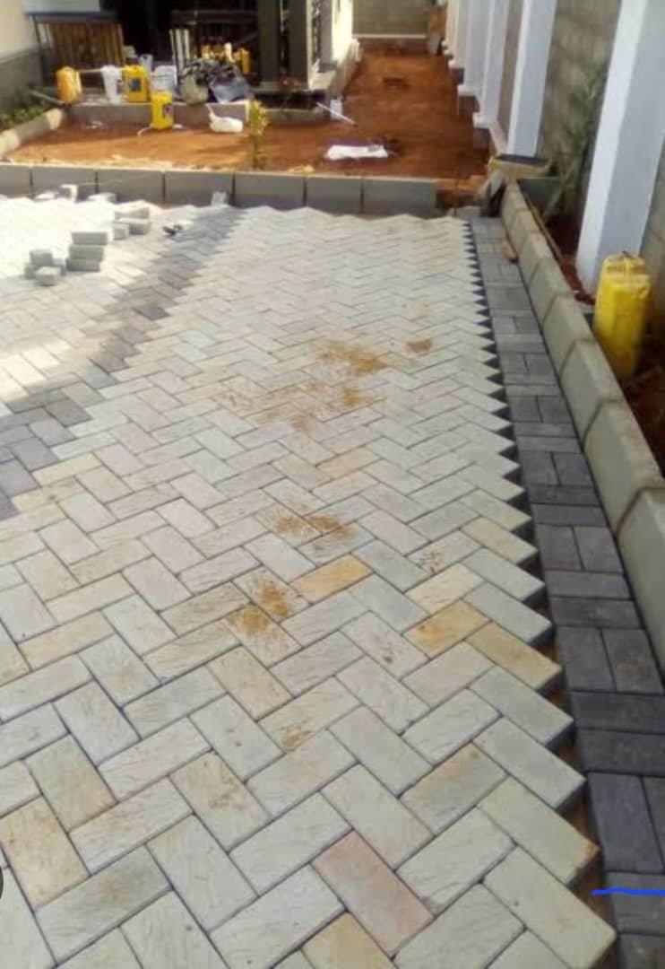 Herringbone brick walkway